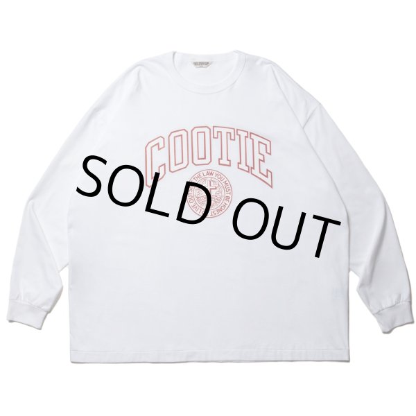 COOTIE PRODUCTIONS/Print Oversized L/S Tee（COLLEGE）（White 