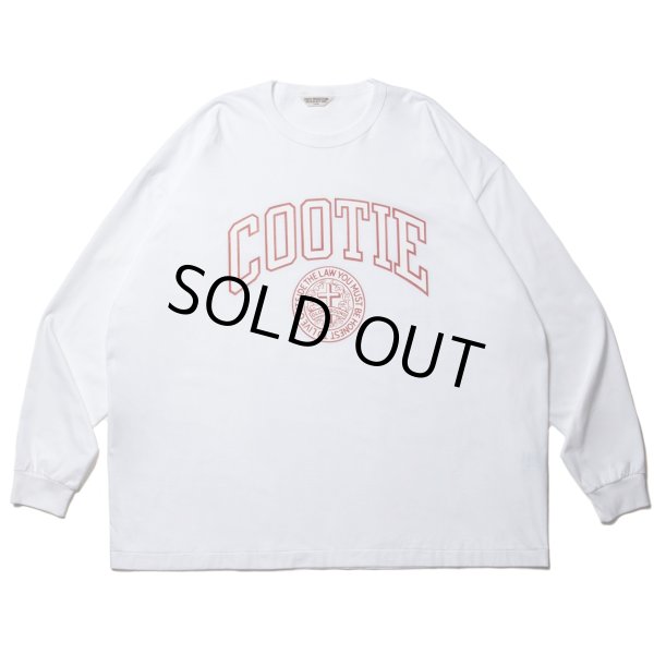 画像1: COOTIE PRODUCTIONS/Print Oversized L/S Tee（COLLEGE）（White）［オーバーサイズ長袖T-23春夏］ (1)