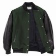 画像2: WACKO MARIA/LEATHER VARSITY JACKET（D-GREEN）［袖レザースタジャン-23春夏］ (2)