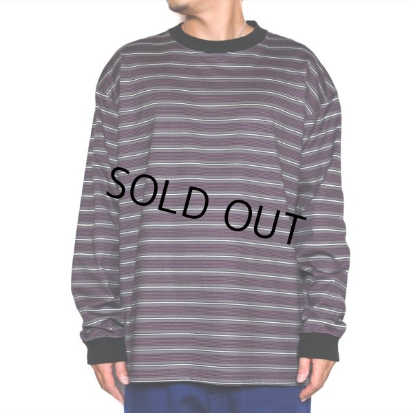 画像5: CALEE/Drop shoulder narrow pitch border L/S cutsew（Black/Purple） 【50%OFF】［ドロップショルダーボーダー長袖T-23春夏］ (5)