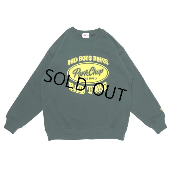 画像1: PORKCHOP/BAD TOYS SWEAT（DEEP GREEN）［クルーネックスウェット-23春夏］ (1)