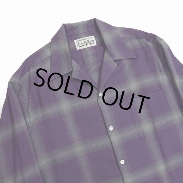 画像2: WACKO MARIA/OMBRE CHECK OPEN COLLAR SHIRT L/S（PURPLE）［オンブレチェックオープンカラーシャツ-23春夏］ (2)