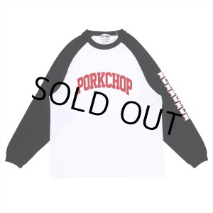 画像: PORKCHOP/COLLEGE RAGLAN L/S TEE（WHITE/BLACK）［ラグラン長袖T-23春夏］