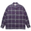 画像1: WACKO MARIA/OMBRE CHECK OPEN COLLAR SHIRT L/S（PURPLE）［オンブレチェックオープンカラーシャツ-23春夏］ (1)