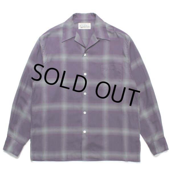 画像1: WACKO MARIA/OMBRE CHECK OPEN COLLAR SHIRT L/S（PURPLE）［オンブレチェックオープンカラーシャツ-23春夏］ (1)