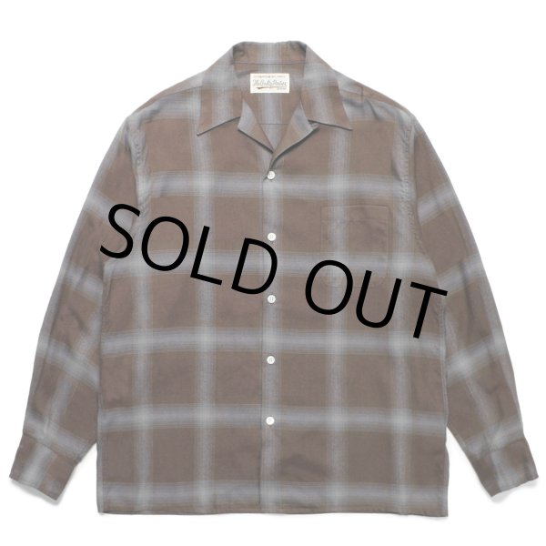 画像1: WACKO MARIA/OMBRE CHECK OPEN COLLAR SHIRT L/S（BROWN）［オンブレチェックオープンカラーシャツ-23春夏］ (1)