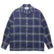 画像1: WACKO MARIA/OMBRE CHECK OPEN COLLAR SHIRT L/S（NAVY）［オンブレチェックオープンカラーシャツ-23春夏］ (1)