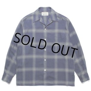 画像: WACKO MARIA/OMBRE CHECK OPEN COLLAR SHIRT L/S（NAVY）［オンブレチェックオープンカラーシャツ-23春夏］