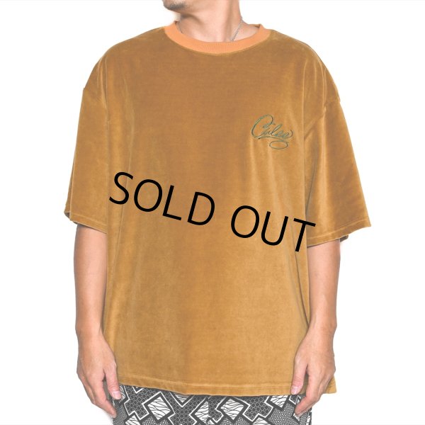 画像5: CALEE/CALEE Logo velour wide shilhouette s/s cutsew（Mustard） 【40%OFF】［ベロアワイドシルエットT-23春夏］ (5)