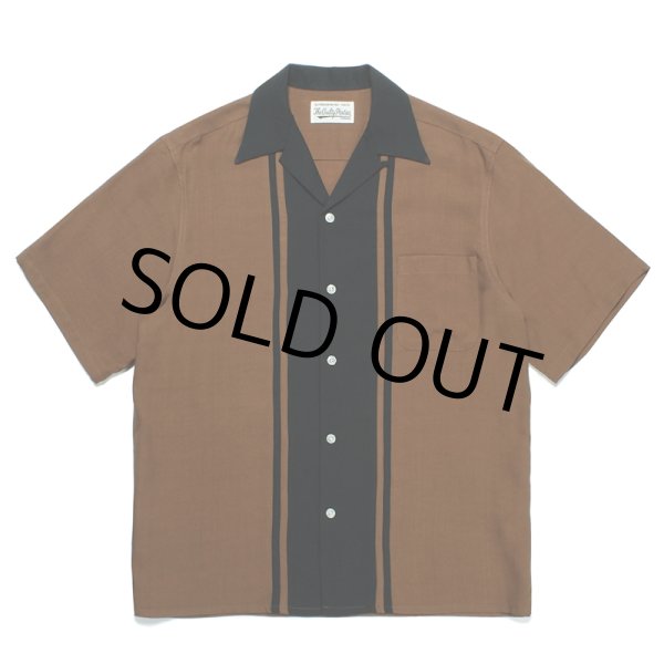 画像1: WACKO MARIA/TWO TONE 50'S OPEN COLLAR SHIRT（BROWN）［2トーン50'Sオープンカラーシャツ-23春夏］ (1)