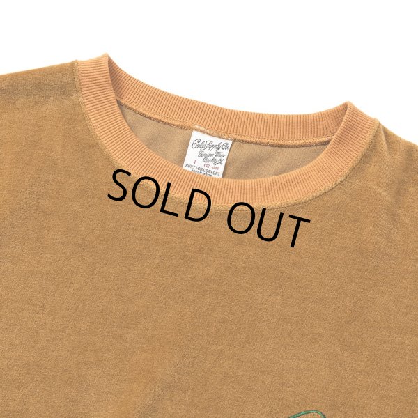 画像2: CALEE/CALEE Logo velour wide shilhouette s/s cutsew（Mustard） 【40%OFF】［ベロアワイドシルエットT-23春夏］ (2)