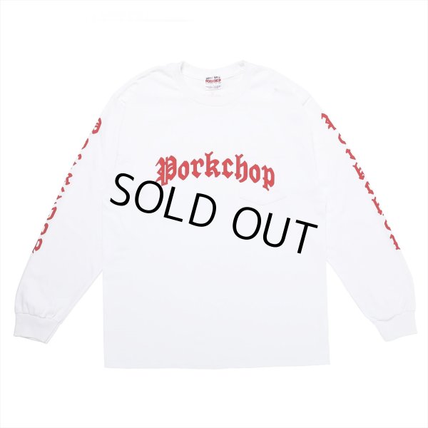 画像1: PORKCHOP/O.E.POCKET L/S TEE（WHITE）［プリント長袖ポケT-23春夏］ (1)