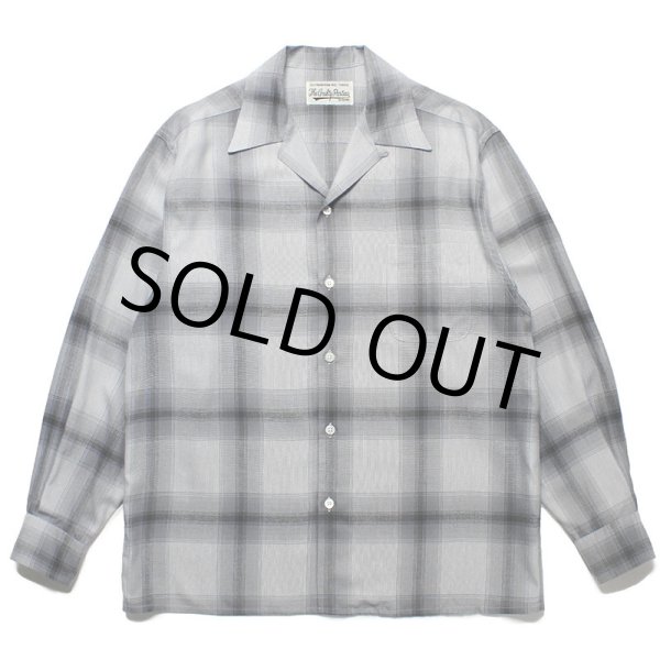 画像1: WACKO MARIA/OMBRE CHECK OPEN COLLAR SHIRT L/S（WHITE/BLACK）［オンブレチェックオープンカラーシャツ-23春夏］ (1)