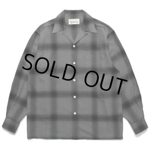 画像: WACKO MARIA/OMBRE CHECK OPEN COLLAR SHIRT L/S（GRAY/BLACK）［オンブレチェックオープンカラーシャツ-23春夏］