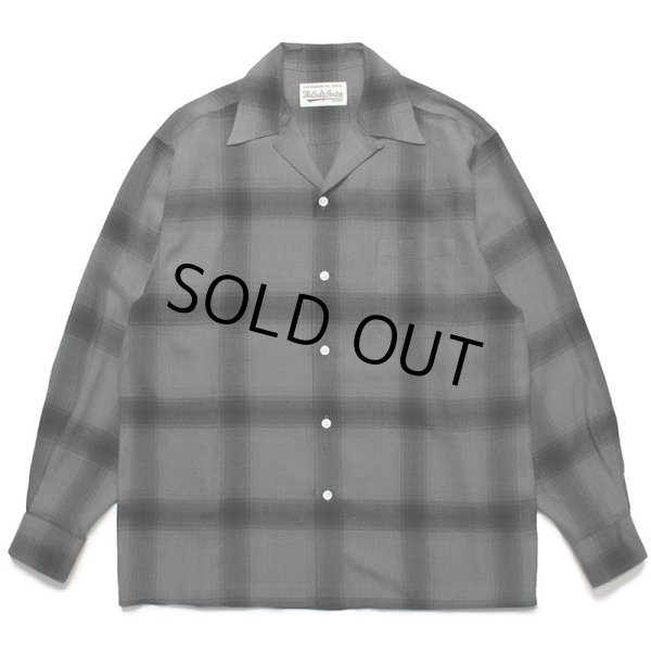 画像1: WACKO MARIA/OMBRE CHECK OPEN COLLAR SHIRT L/S（GRAY/BLACK）［オンブレチェックオープンカラーシャツ-23春夏］ (1)