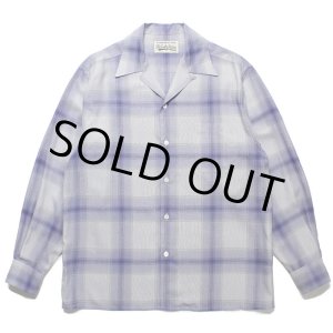 画像: WACKO MARIA/OMBRE CHECK OPEN COLLAR SHIRT L/S（WHITE/PURPLE）［オンブレチェックオープンカラーシャツ-23春夏］