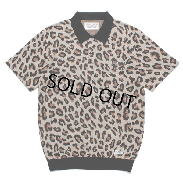 画像1: WACKO MARIA/LEOPARD KNIT JACQUARD POLO SHIRT（BEIGE）［レオパードジャガードポロシャツ-23春夏］ (1)