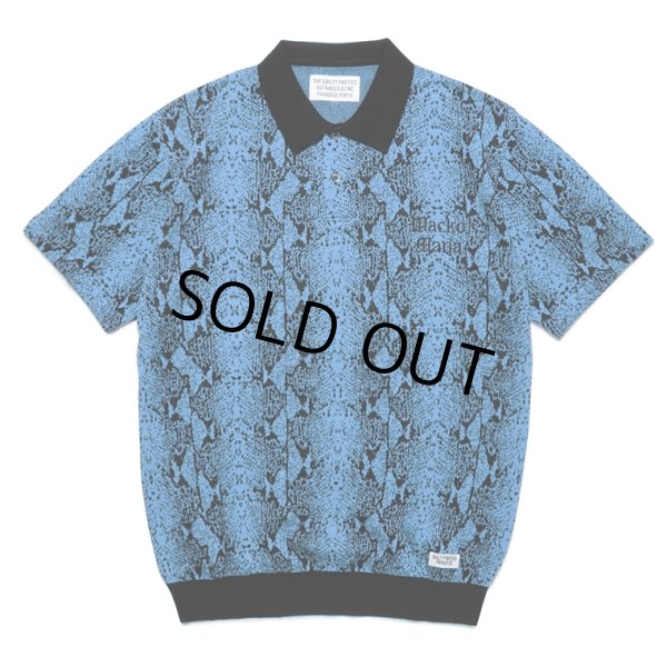 画像1: WACKO MARIA/PYTHON KNIT JACQUARD POLO SHIRT（BLUE）［パイソンジャガードポロシャツ-23春夏］ (1)