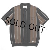 画像: WACKO MARIA/STRIPED KNIT JACQUARD POLO SHIRT（BROWN）［ストライプジャガードポロシャツ-23春夏］