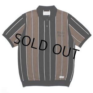 画像: WACKO MARIA/STRIPED KNIT JACQUARD POLO SHIRT（BROWN）［ストライプジャガードポロシャツ-23春夏］