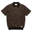 画像1: WACKO MARIA/LEOPARD KNIT JACQUARD POLO SHIRT（BROWN）［レオパードジャガードポロシャツ-23春夏］ (1)