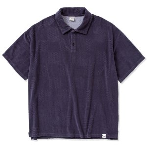 画像: CALEE/CALEE Checker pile jacquard wide silhouette polo shirt（Dark Purple） 【40%OFF】［パイルジャガードポロシャツ-23春夏］