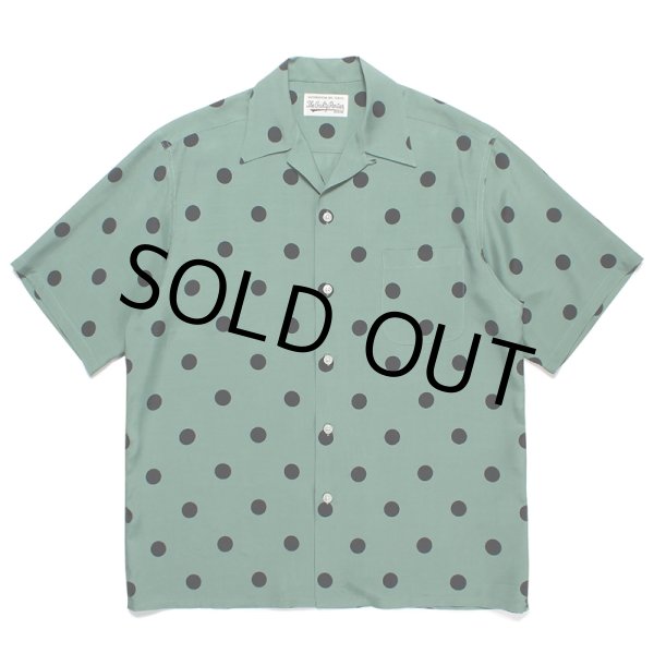 画像1: WACKO MARIA/DOTS OPEN COLLAR SHIRT（GREEN）［ドットオープンカラーシャツ-23春夏］ (1)