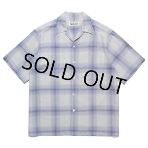 画像: WACKO MARIA/OMBRE CHECK OPEN COLLAR SHIRT（WHITE/PURPLE）［オンブレチェックオープンカラーシャツ-23春夏］