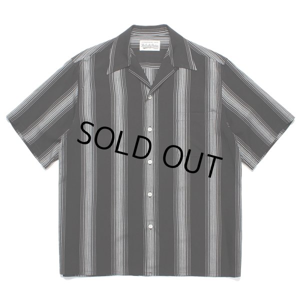 WACKO MARIA/STRIPED OPEN COLLAR SHIRT（BLACK）［ストライプオープン