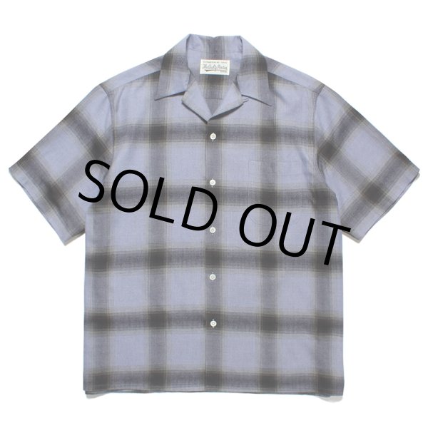 画像1: WACKO MARIA/OMBRE CHECK OPEN COLLAR SHIRT（PURPLE/BLACK）［オンブレチェックオープンカラーシャツ-23春夏］ (1)