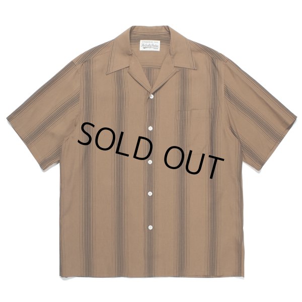 画像1: WACKO MARIA/STRIPED OPEN COLLAR SHIRT（BROWN）［ストライプオープンカラーシャツ-23春夏］ (1)