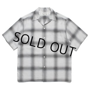 画像: WACKO MARIA/OMBRE CHECK OPEN COLLAR SHIRT（WHITE/BLACK）［オンブレチェックオープンカラーシャツ-23春夏］