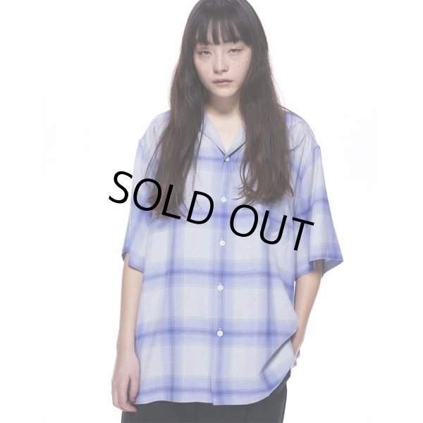 画像2: WACKO MARIA/OMBRE CHECK OPEN COLLAR SHIRT（WHITE/PURPLE）［オンブレチェックオープンカラーシャツ-23春夏］ (2)