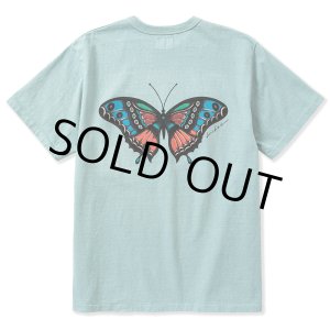 画像: CALEE/×MIHO MURAKAMI Binder neck CL butterfly logo vintage t-shirt（Lt.Blue） 【60%OFF】［プリントT-23春夏］