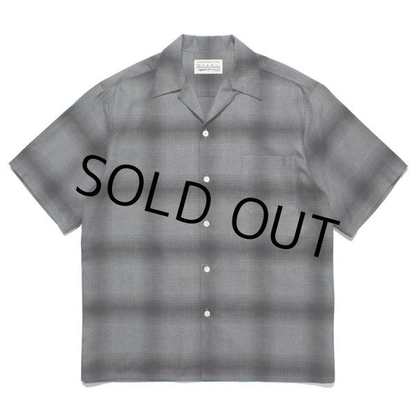 画像1: WACKO MARIA/OMBRE CHECK OPEN COLLAR SHIRT（GRAY/BLACK）［オンブレチェックオープンカラーシャツ-23春夏］ (1)