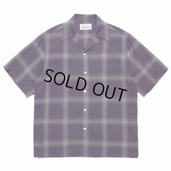 画像1: WACKO MARIA/OMBRE CHECK OPEN COLLAR SHIRT（PURPLE）［オンブレチェックオープンカラーシャツ-23春夏］ (1)