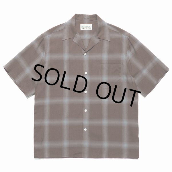 画像1: WACKO MARIA/OMBRE CHECK OPEN COLLAR SHIRT（BROWN）［オンブレチェックオープンカラーシャツ-23春夏］ (1)