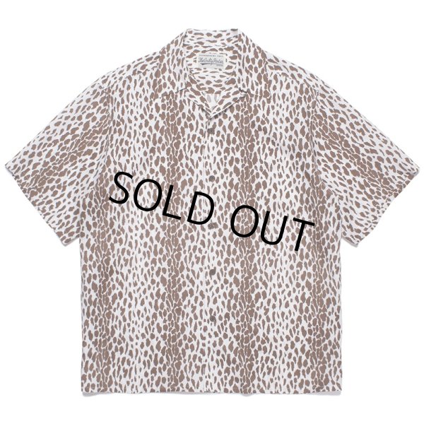 WACKO MARIA/LEOPARD OPEN COLLAR SHIRT（BROWN）［レオパードオープン