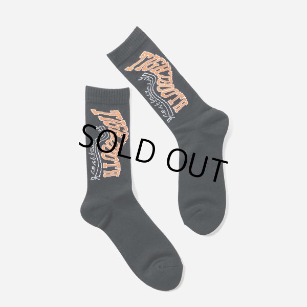 画像1: TIGHTBOOTH/ACID LOGO SOCKS（Black）［アシッドロゴソックス-23春夏］ (1)