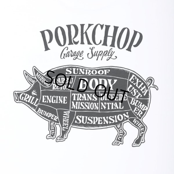 PORKCHOP/PORK BACK L/S TEE(WHITE)[プリント長袖T-23春夏 PORKCHOP/PORK BACK L/S TEE(WHITE)[プリント長袖T-23春夏