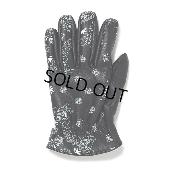 画像2: CHALLENGER/BANDANA LEATHER GLOVE（BLACK）［バンダナレザーグローブ-23秋冬］ (2)