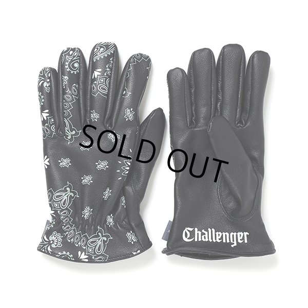画像1: CHALLENGER/BANDANA LEATHER GLOVE（BLACK）［バンダナレザーグローブ-23秋冬］ (1)