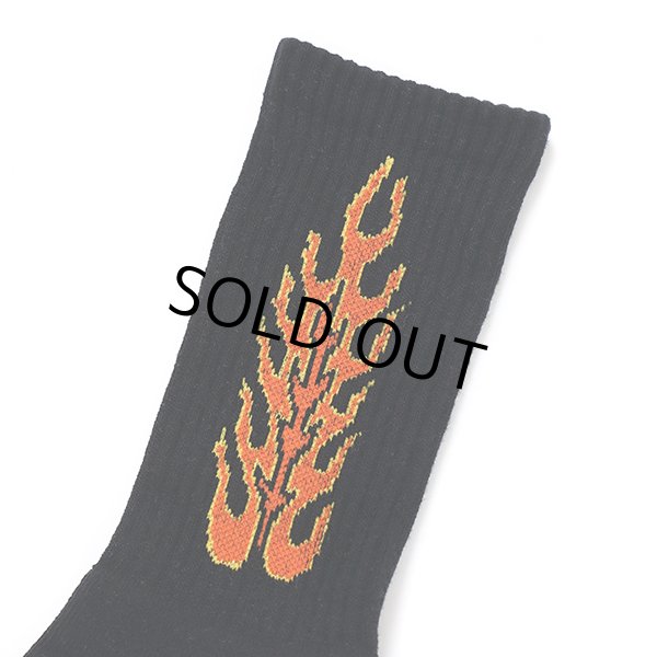 画像2: CHALLENGER/FLAMES SOCKS（BLACK）［フレイムスソックス-23秋冬］ (2)