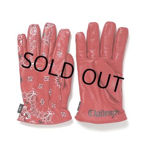 画像: CHALLENGER/BANDANA LEATHER GLOVE（RED）［バンダナレザーグローブ-23秋冬］