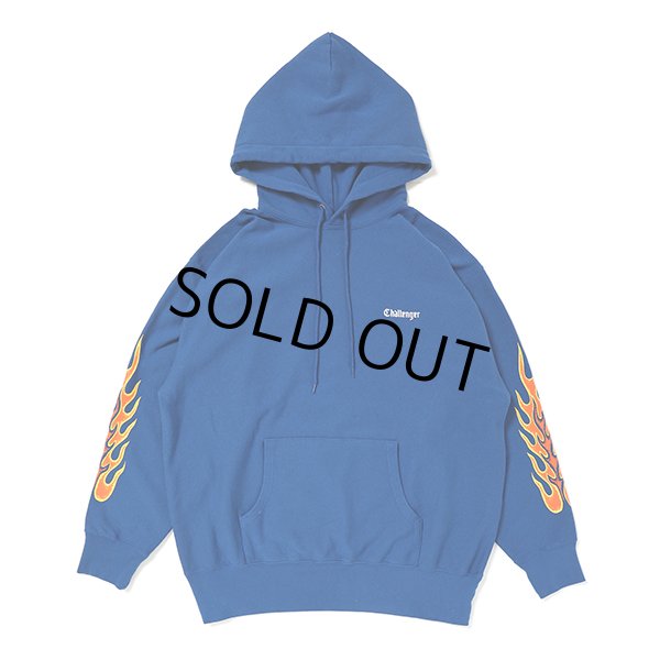 画像1: CHALLENGER/FLAMES HOODIE（BLUE）［プルオーバーパーカー-23秋冬］ (1)