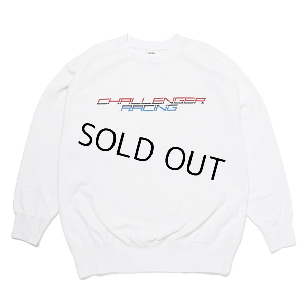 画像1: CHALLENGER/RACING LOGO C/N SWEAT（WHITE）［クルーネックスウェット-23秋冬］ (1)