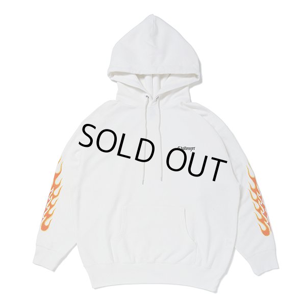 画像1: CHALLENGER/FLAMES HOODIE（WHITE）［プルオーバーパーカー-23秋冬］ (1)