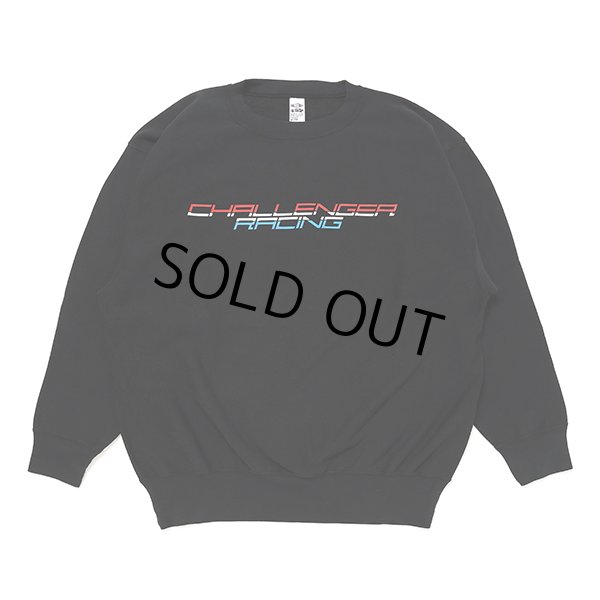 画像1: CHALLENGER/RACING LOGO C/N SWEAT（BLACK）［クルーネックスウェット-23秋冬］ (1)