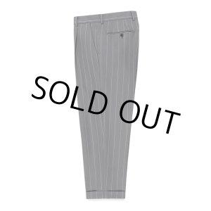 画像: WACKO MARIA/DORMEUIL / STRIPED PLEATED TROUSERS（TYPE-2）（GRAY）［ワンタックスラックス(TYPE-2)-23春夏］