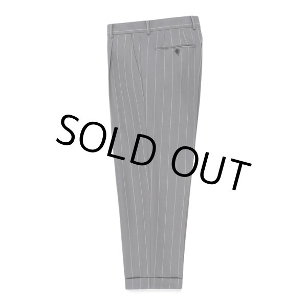 画像1: WACKO MARIA/DORMEUIL / STRIPED PLEATED TROUSERS（TYPE-2）（GRAY）［ワンタックスラックス(TYPE-2)-23春夏］ (1)